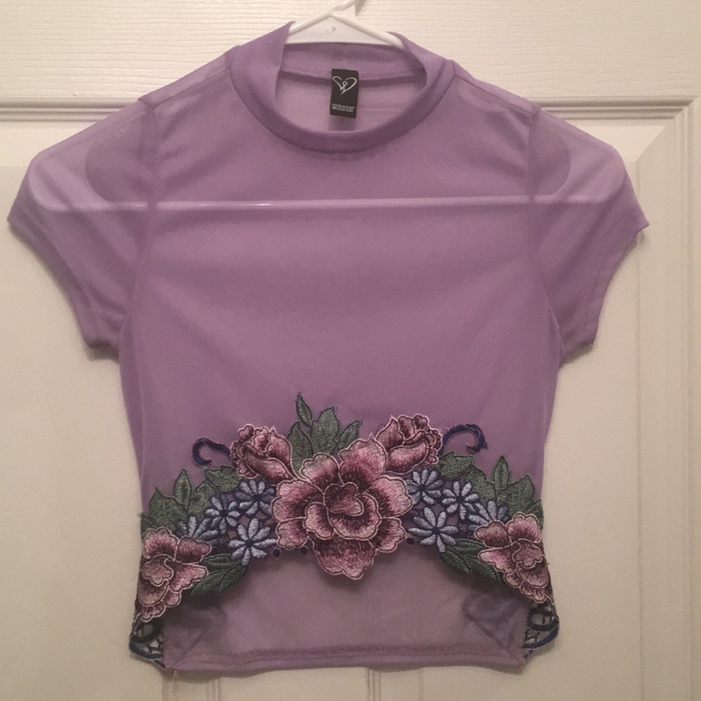 Windsor embroidered sheer crop top